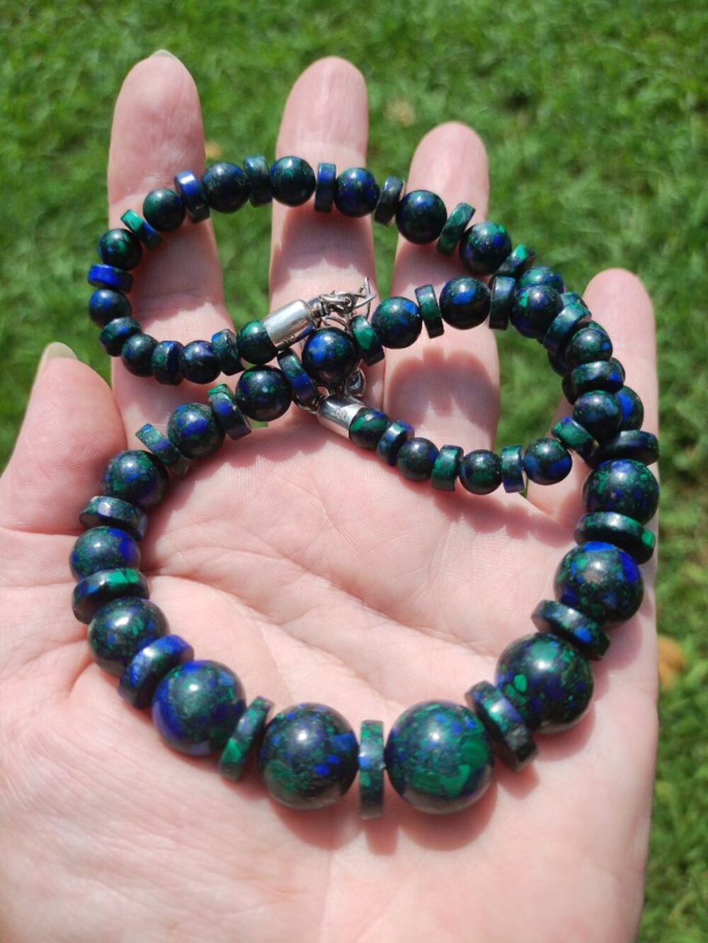 Jay King DTR 925 Sterling Silver Azurite Malachite Graduated Bead Necklace 18" - Picture 11 of 11